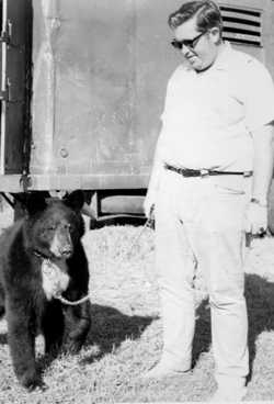 Bobby Gibbs with Bubbles the bear